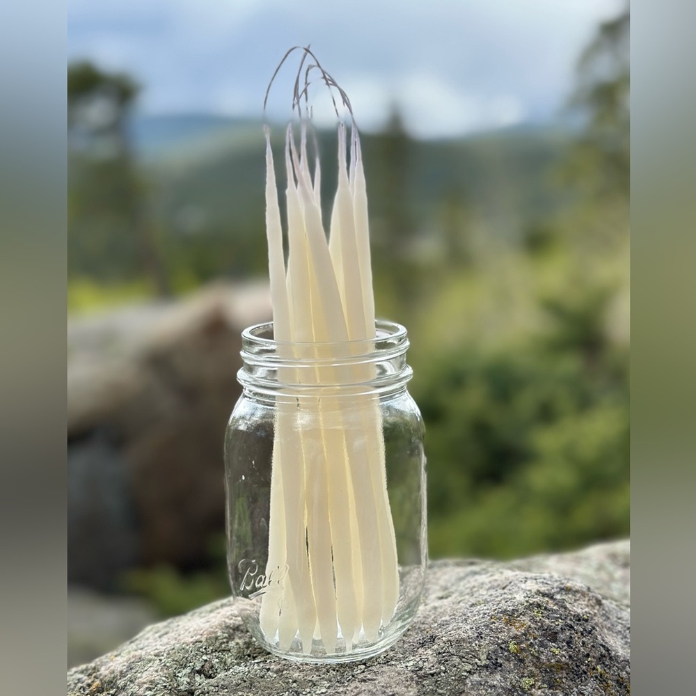 Thin hand dipped beeswax candles
